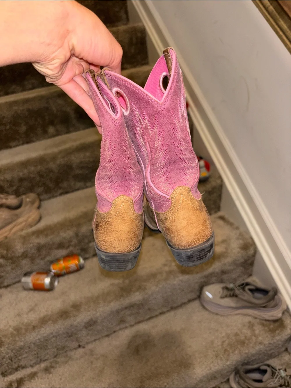 Ariat Tan and Pink Kids' Western Boots